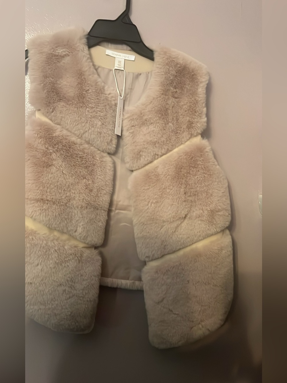 Gemma Layne Beige Cream Faux Fur Vest New w/ Tags Size S/M